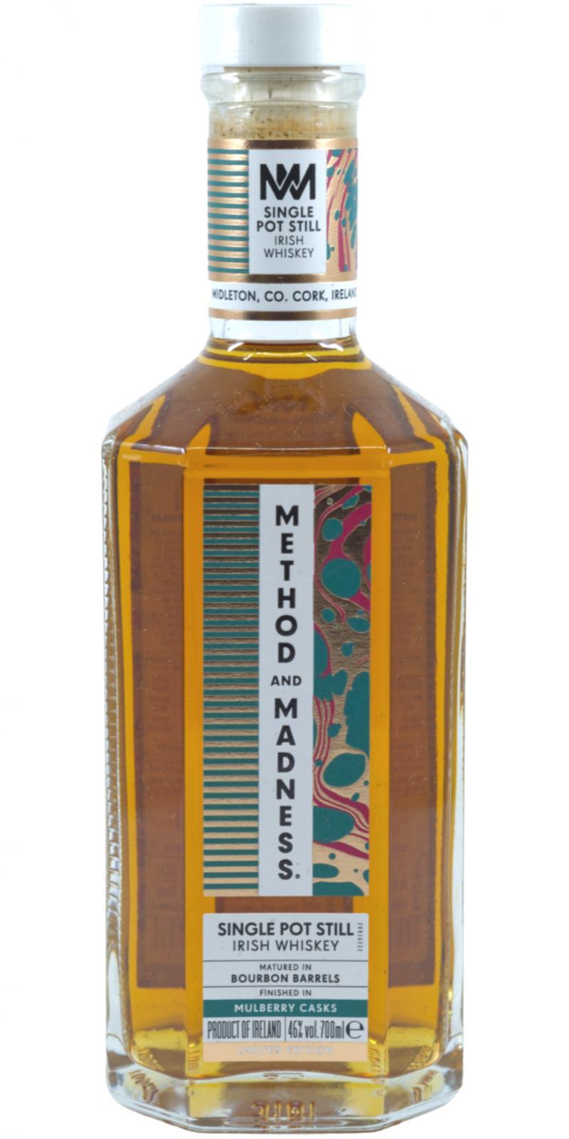 Method and Madness Single Pot Still Irish Whiskey  Finish in Mulberry Wood