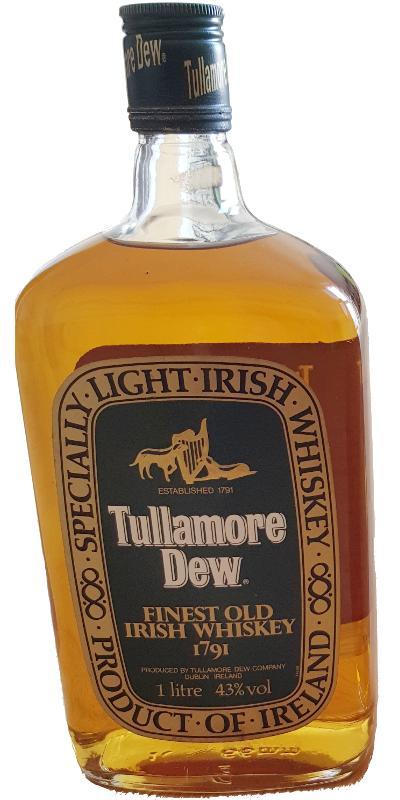 Tullamore Dew Finest Old Irish Whiskey 1791  Specially Light Irish Whiskey
