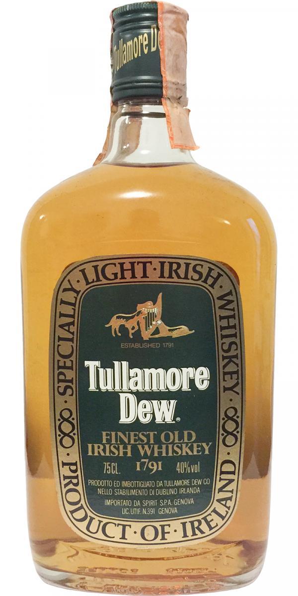 Tullamore Dew Finest Old Irish Whiskey 1791  Specially Light Irish Whiskey