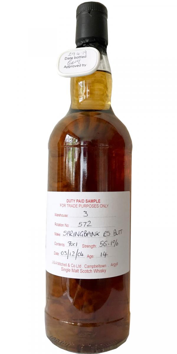Springbank 2004 Duty Paid Sample - For Trade Purposes Only