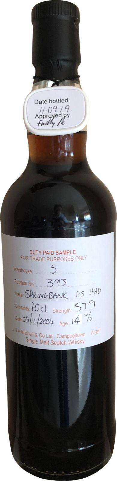 Springbank 2004 Duty Paid Sample - For Trade Purposes Only