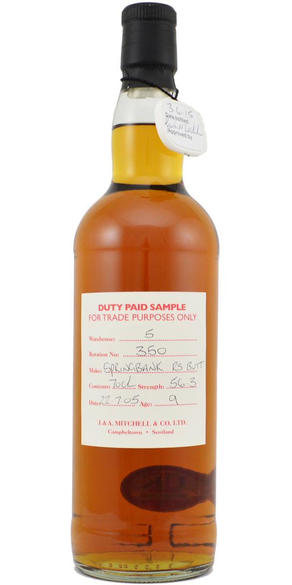 Springbank 2005 Duty Paid Sample - For Trade Purposes Only