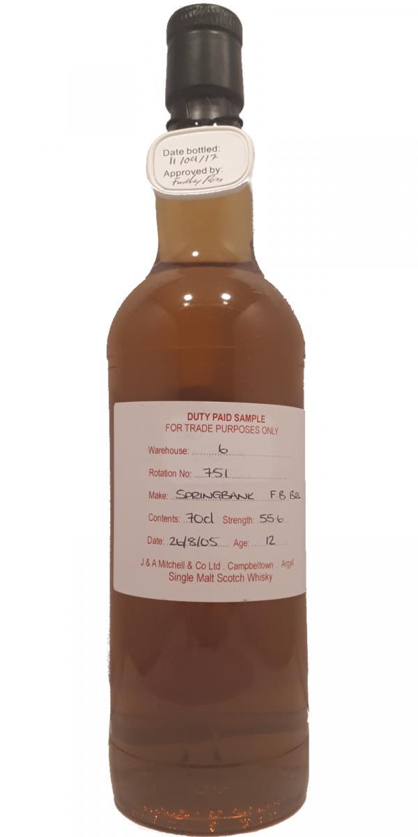 Springbank 2005 Duty Paid Sample - For Trade Purposes Only