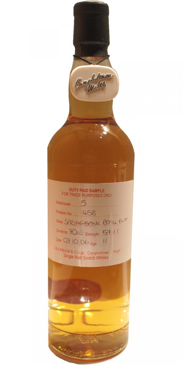 Springbank 2006 Duty Paid Sample - For Trade Purposes Only