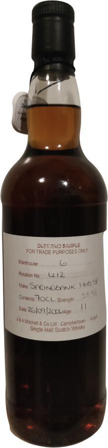 Springbank 2006 Duty Paid Sample - For Trade Purposes Only