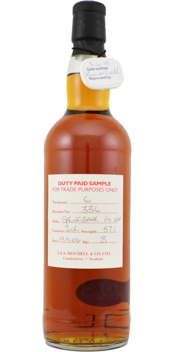 Springbank 2006 Duty Paid Sample - For Trade Purposes Only