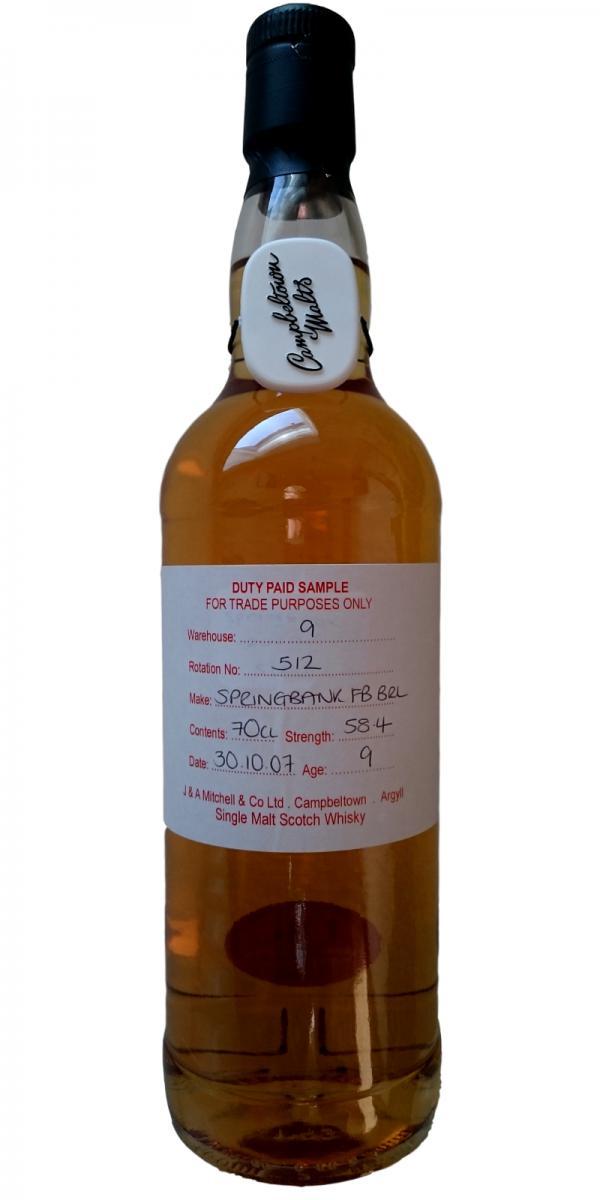 Springbank 2007 Duty Paid Sample - For Trade Purposes Only