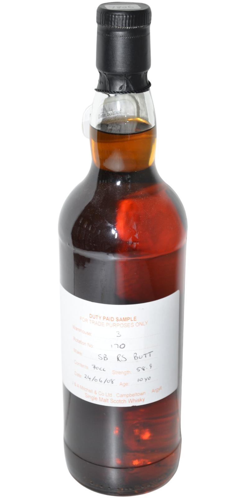 Springbank 2008 Duty Paid Sample - For Trade Purposes Only