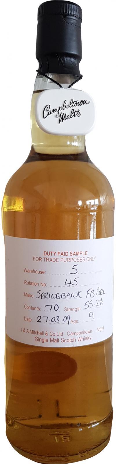 Springbank 2009 Duty Paid Sample - For Trade Purposes Only