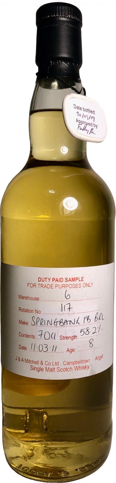 Springbank 2011 Duty Paid Sample - For Trade Purposes Only
