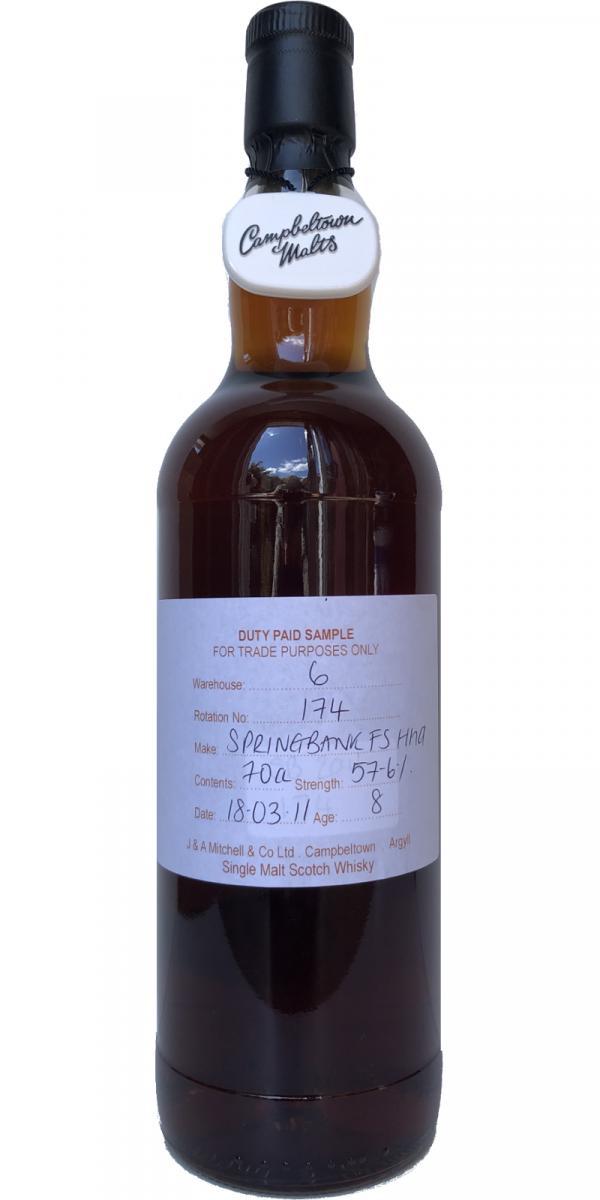 Springbank 2011 Duty Paid Sample - For Trade Purposes Only
