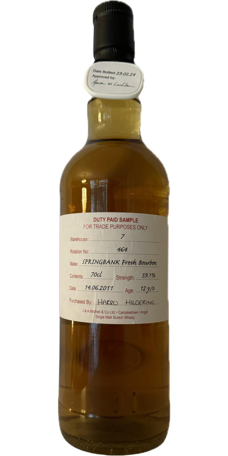 Springbank 2011 Duty Paid Sample - For Trade Purposes Only