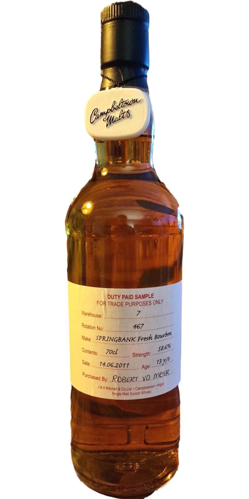 Springbank 2011 Duty Paid Sample - For Trade Purposes Only
