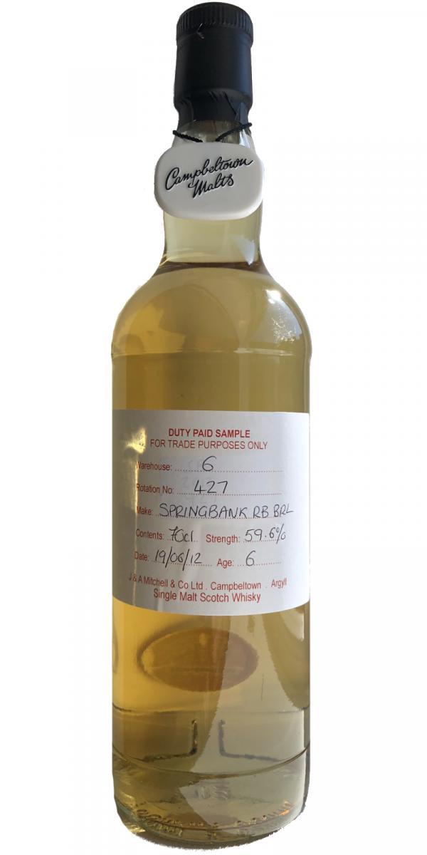 Springbank 2012 Duty Paid Sample - For Trade Purposes Only