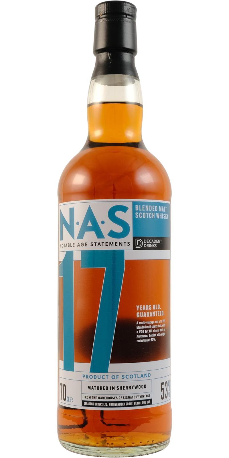 Blended Malt Scotch Whisky 17-year-old DeDr Notable Age Statements