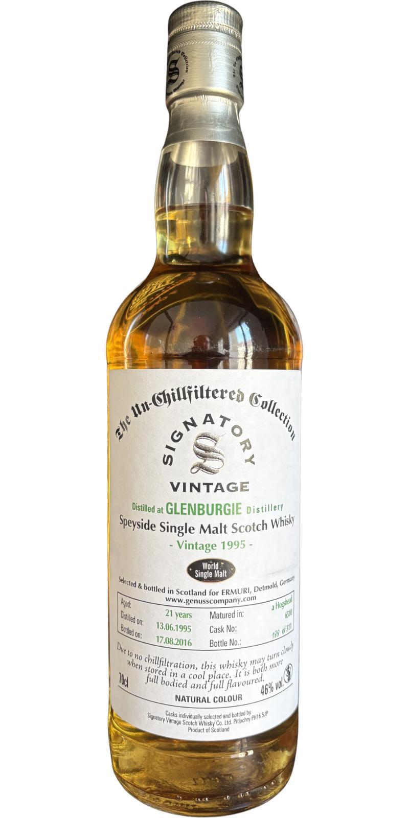 Glenburgie 1995 SV  The Un-Chillfiltered Collection