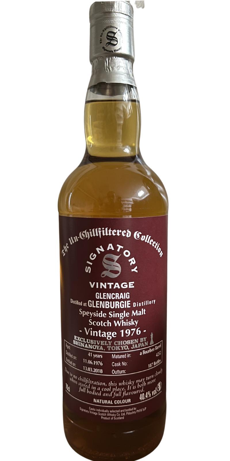 Glencraig 1976 SV  The Un-Chillfiltered Collection