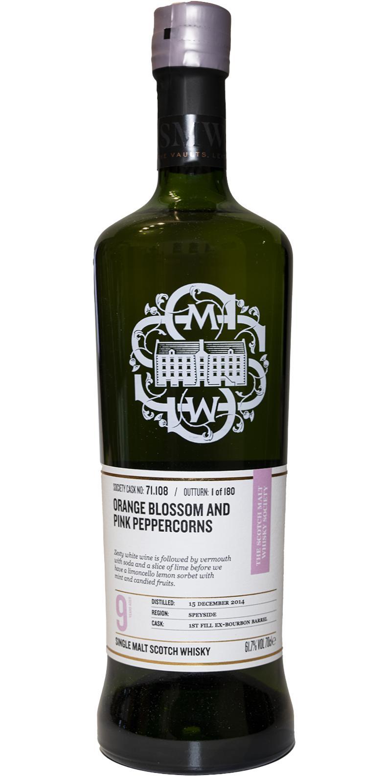 Glenburgie 2014 SMWS 71.108  Orange blossom and pink peppercorns / European vacation