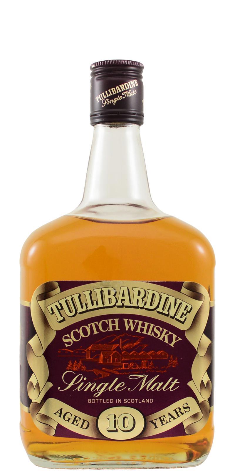 Tullibardine 10-year-old Single Malt, square bottle, long neck - red label