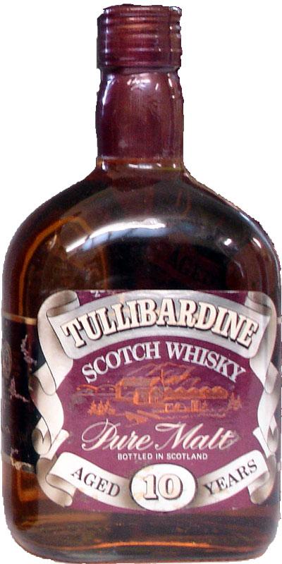 Tullibardine 10-year-old Pure Malt, square bottle, round neck - red label