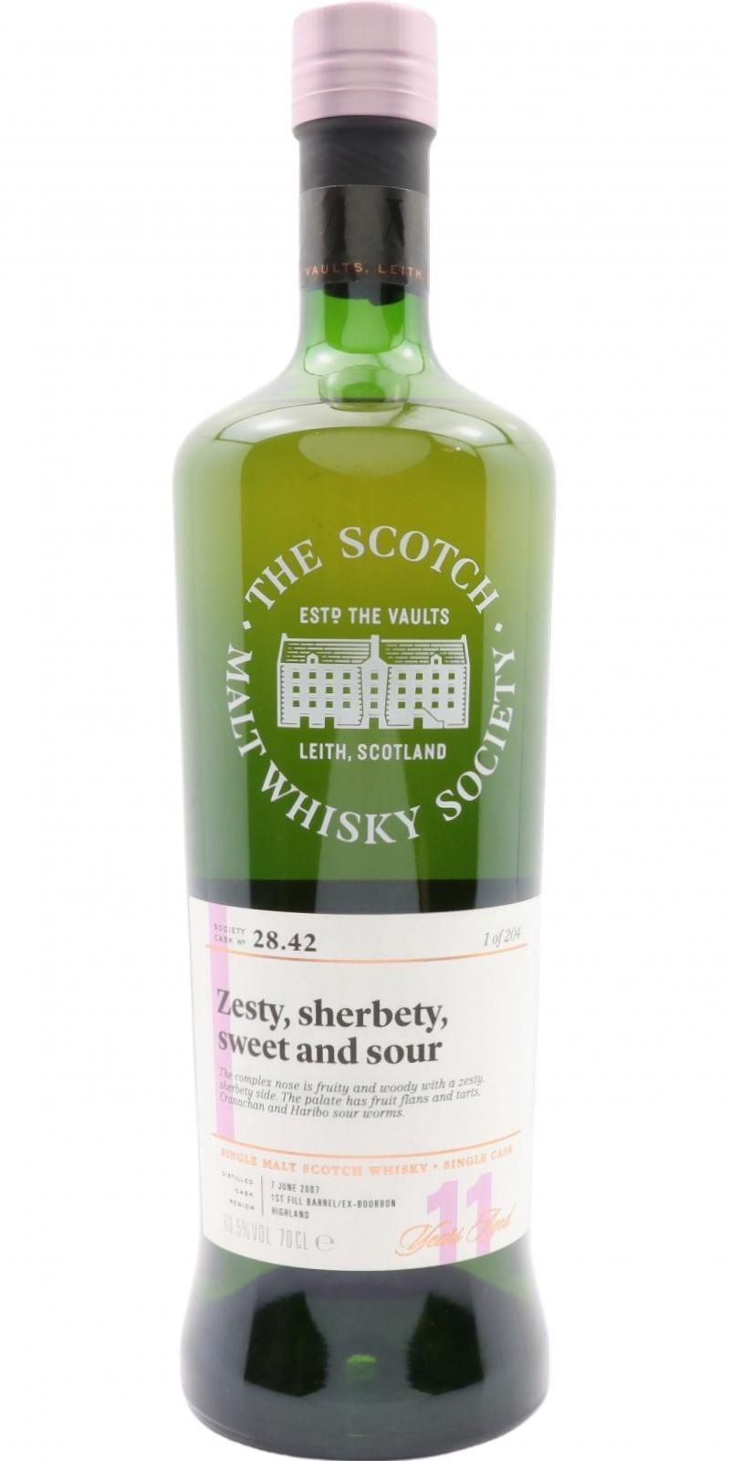 Tullibardine 2007 SMWS 28.42 Zesty, sherbety, sweet and sour