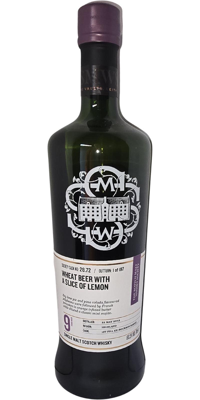 Tullibardine 2012 SMWS 28.72 Wheat beer with a slice of lemon