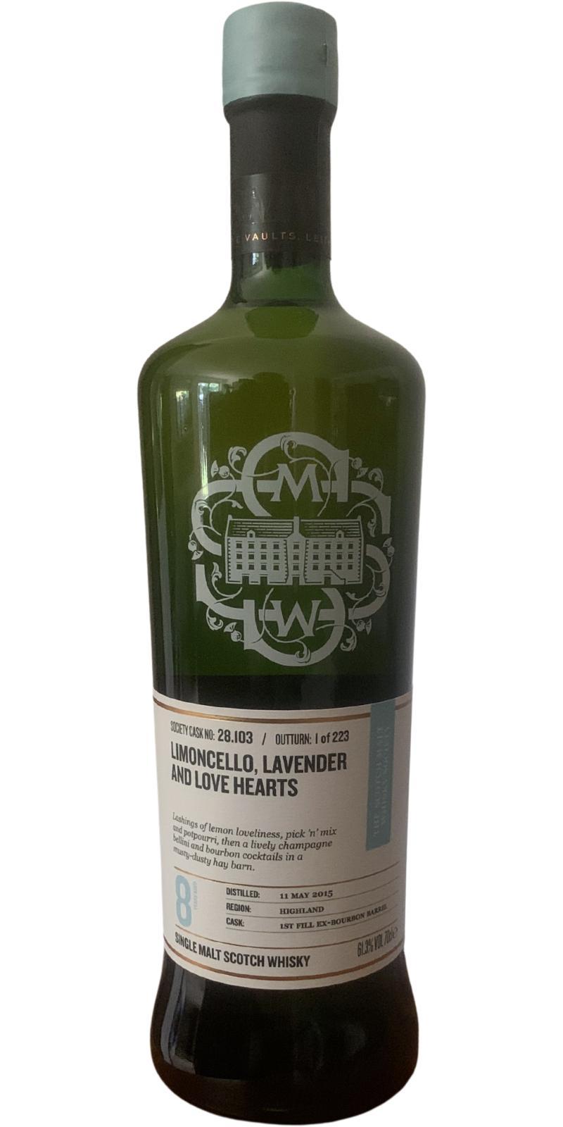 Tullibardine 2015 SMWS 28.103 Limoncello, Lavender and Love Hearts