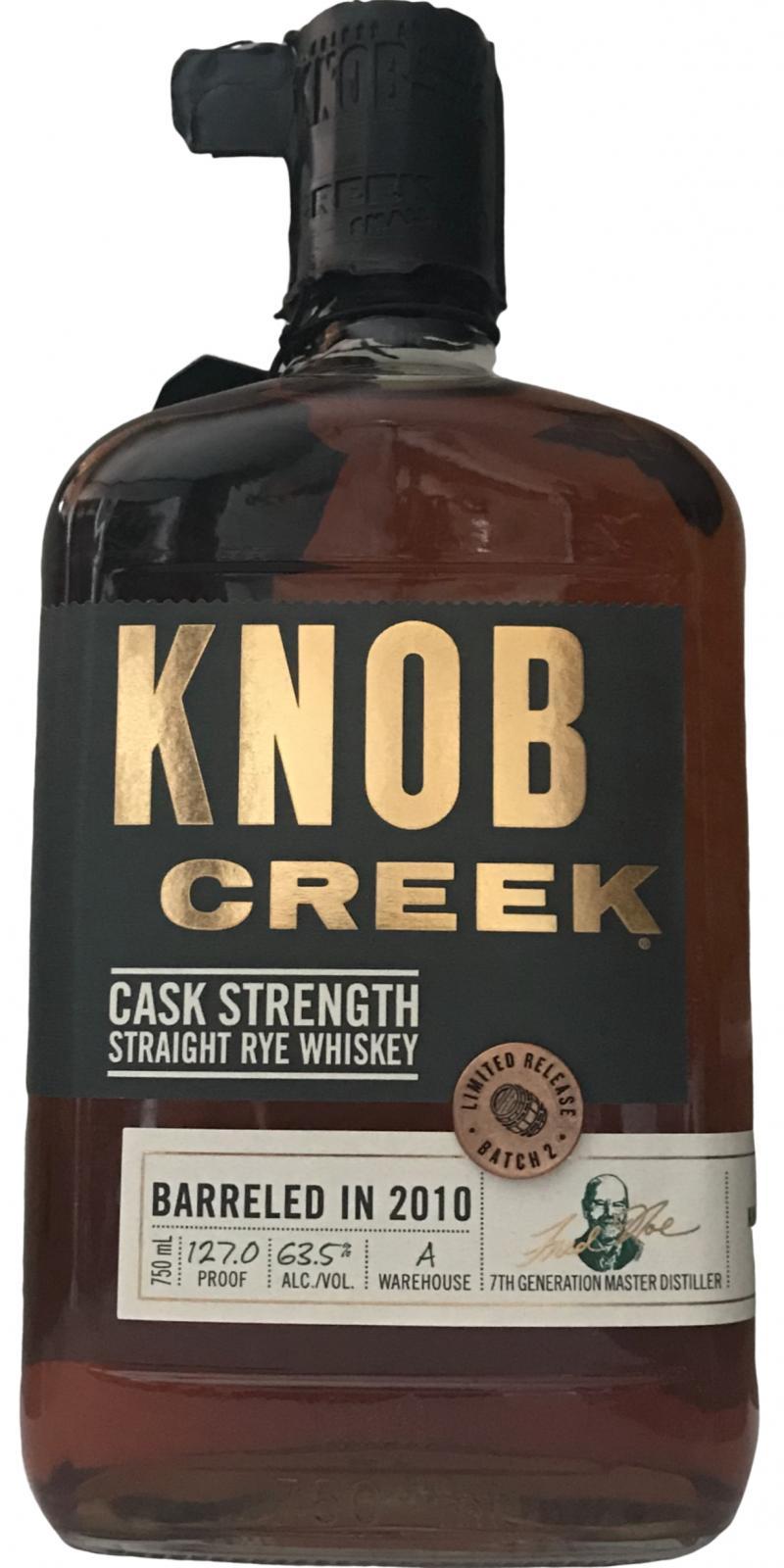 Knob Creek 2010  Cask Strength Straight Rye Whiskey