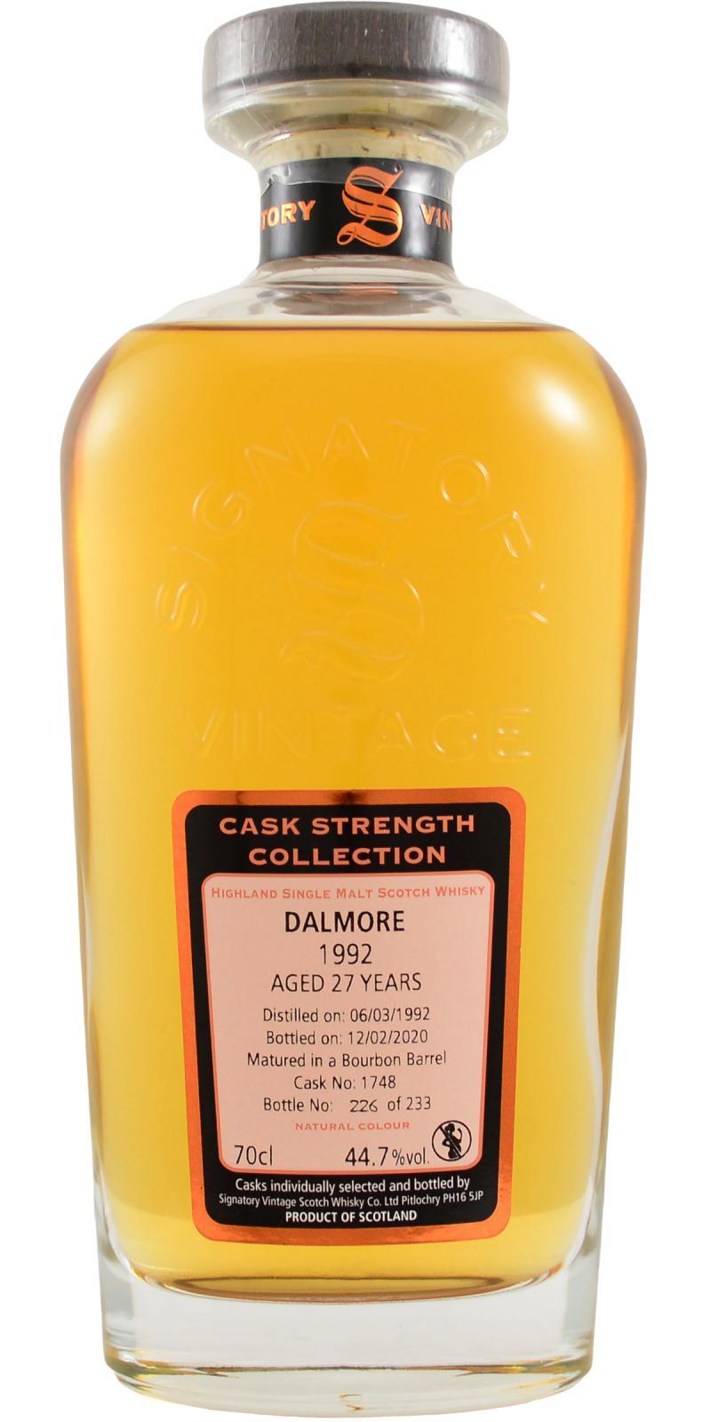 Dalmore 1992 SV  Cask Strength Collection