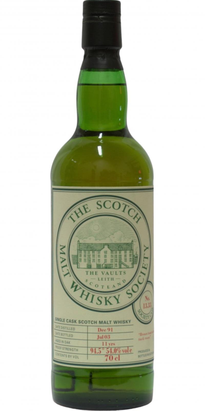 Dalmore 1991 SMWS 13.33  Brown toast in the tack room