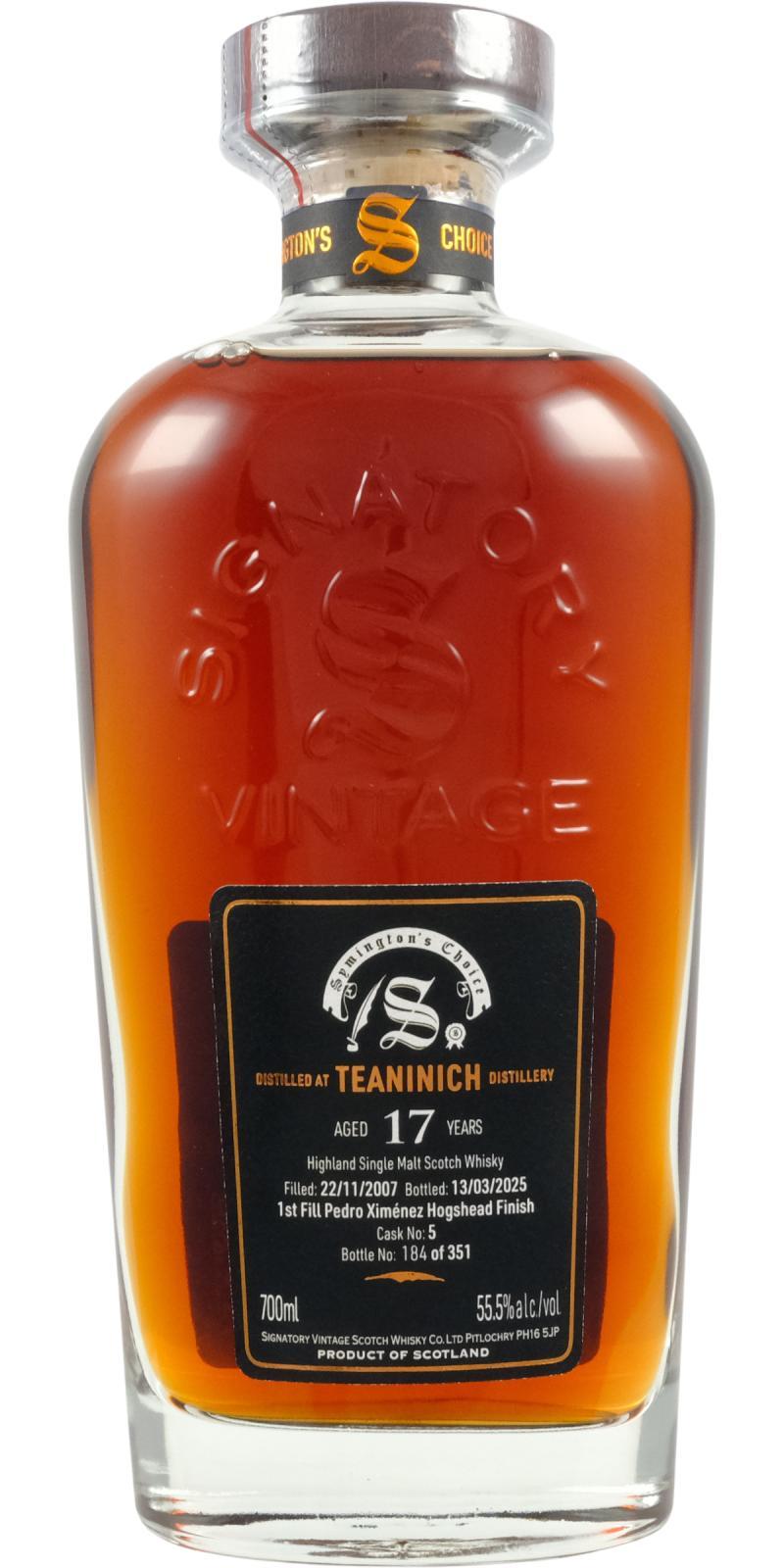 Teaninich 2007 SV  Cask Strength Collection - Symington’s Choice