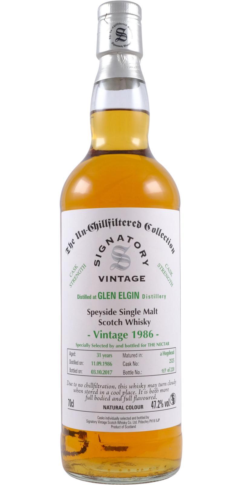 Glen Elgin 1986 SV  The Un-Chillfiltered Collection - Cask Strength