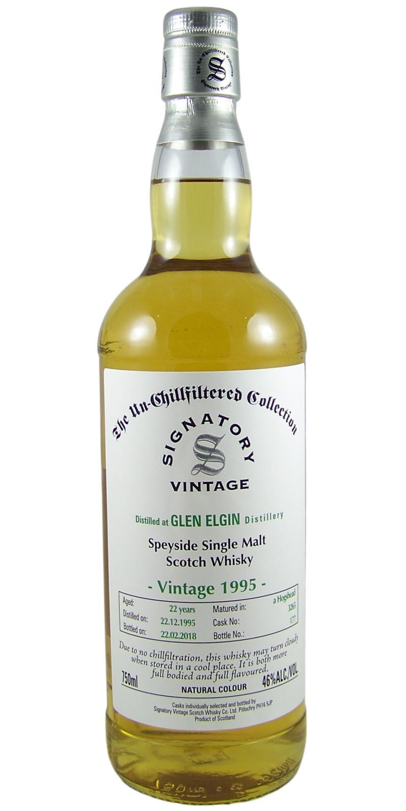 Glen Elgin 1995 SV  The Un-Chillfiltered Collection