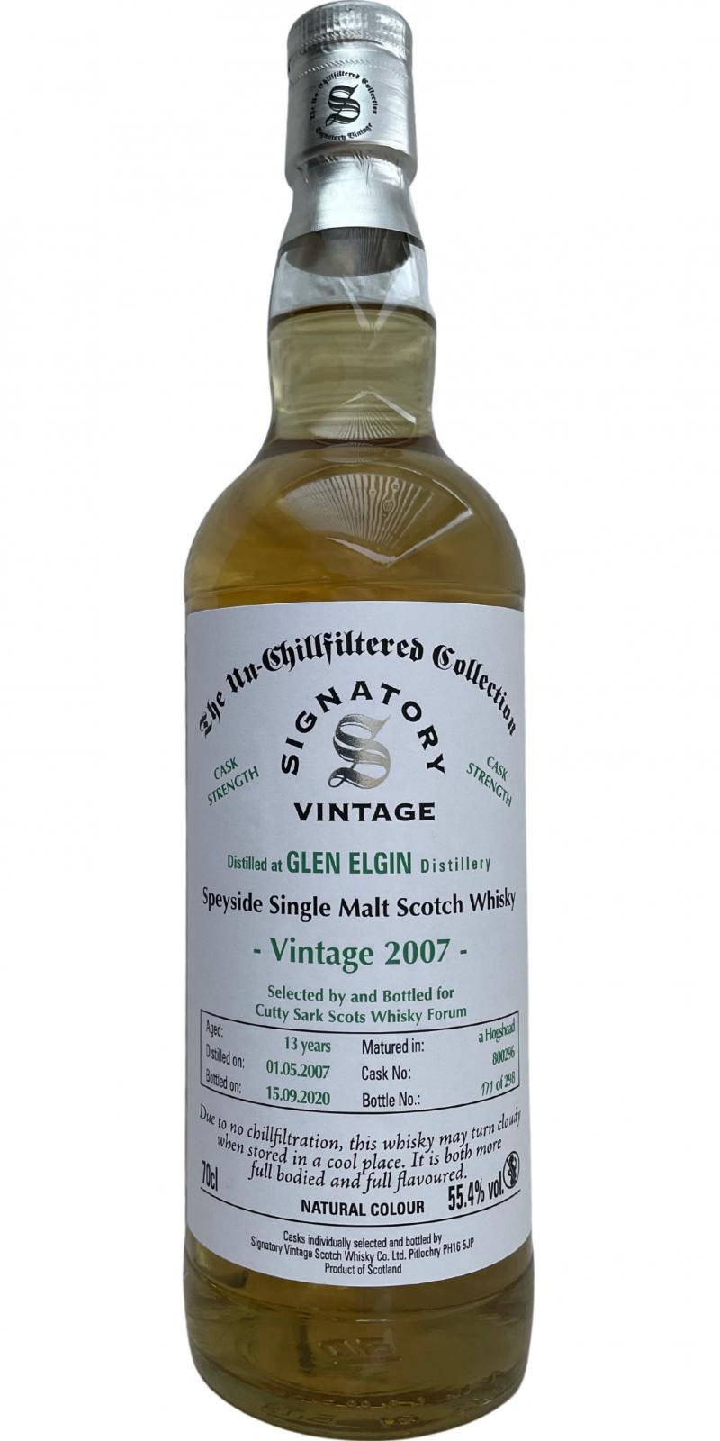 Glen Elgin 2007 SV  The Un-Chillfiltered Collection - Cask Strength