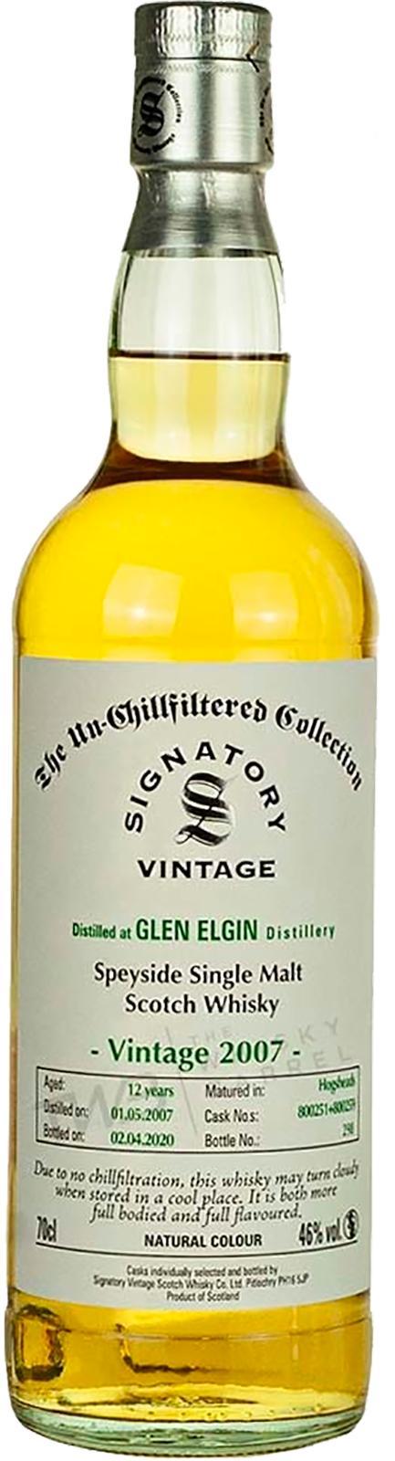 Glen Elgin 2007 SV  The Un-Chillfiltered Collection