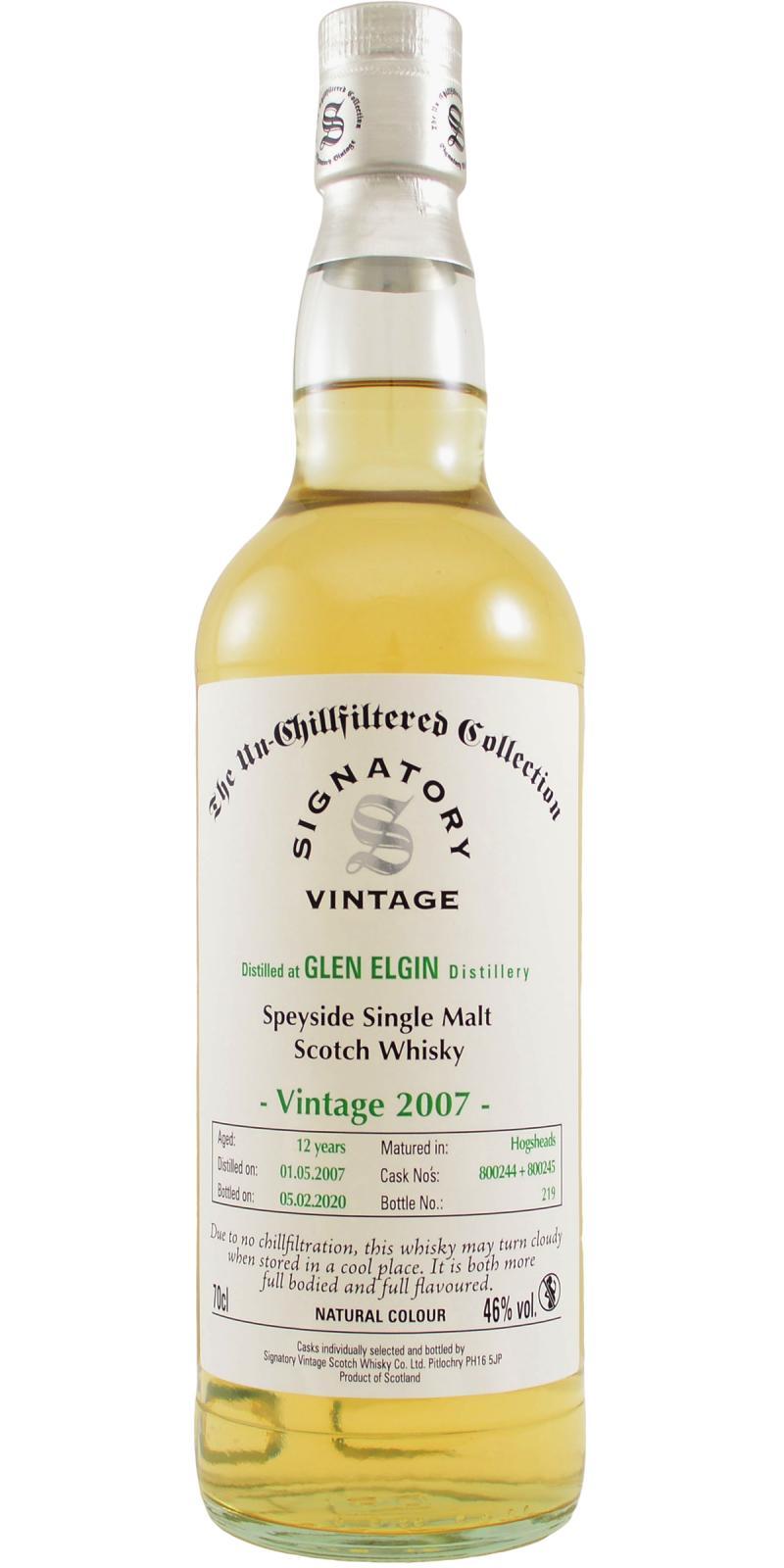 Glen Elgin 2007 SV  The Un-Chillfiltered Collection