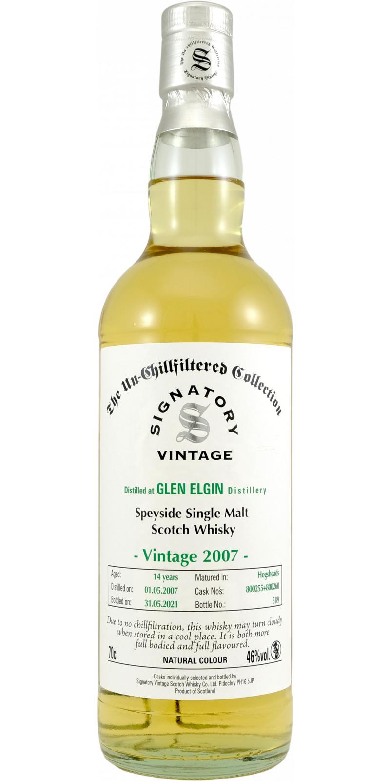 Glen Elgin 2007 SV  The Un-Chillfiltered Collection