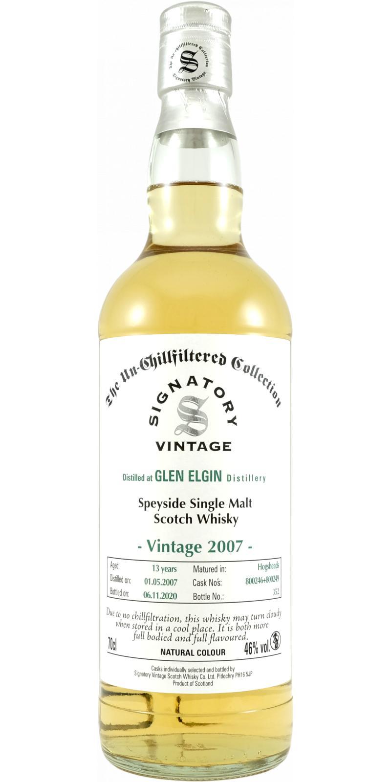 Glen Elgin 2007 SV  The Un-Chillfiltered Collection