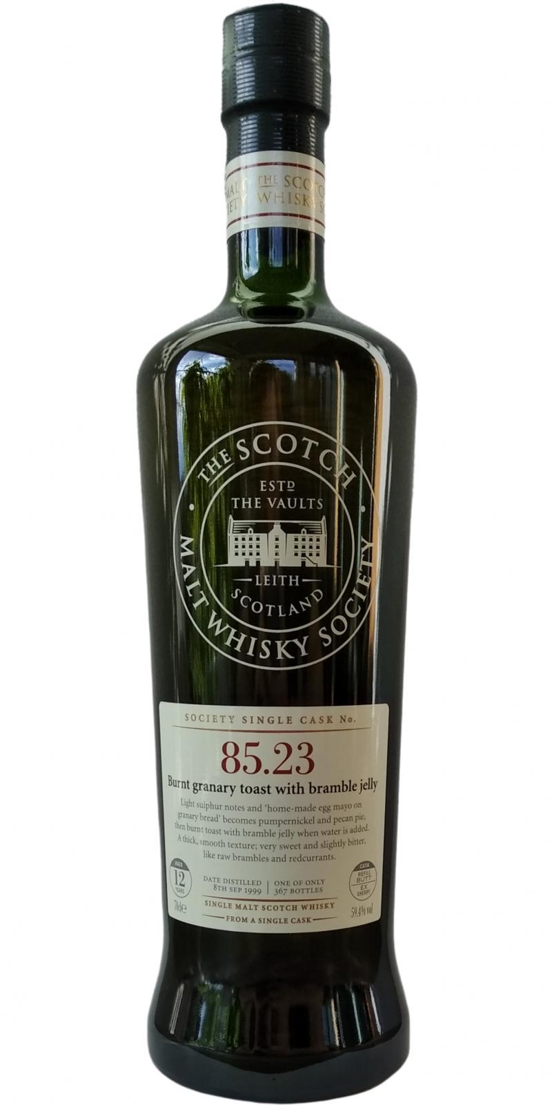 Glen Elgin 1999 SMWS 85.23  Burnt granary toast with bramble jelly