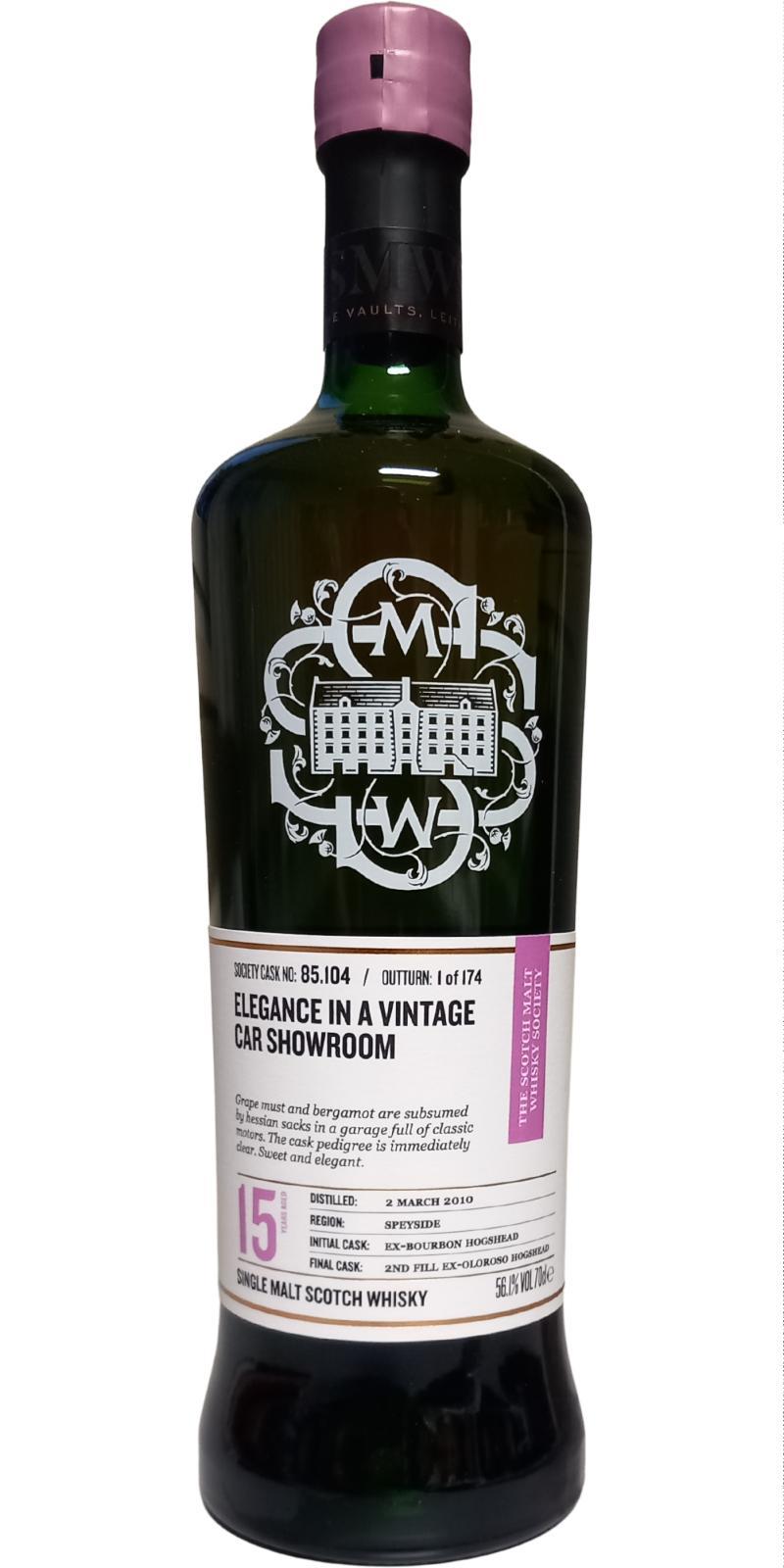 Glen Elgin 2010 SMWS 85.104  Elegance in a vintage car showroom