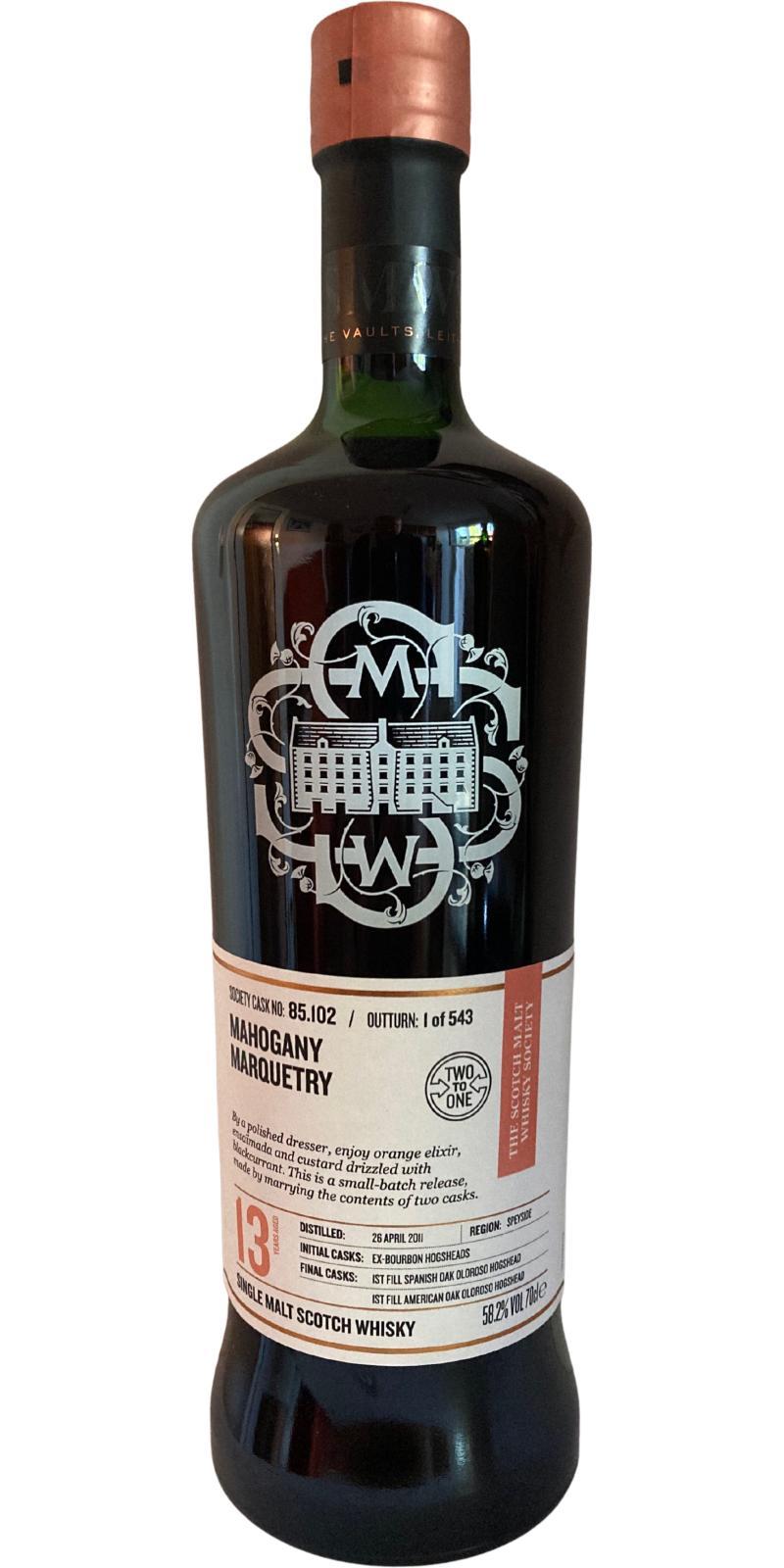 Glen Elgin 2011 SMWS 85.102  Mahogany marquetry