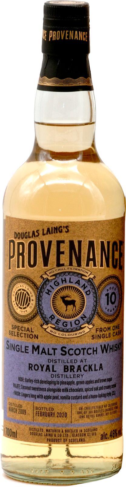Royal Brackla 2009 DL  Provenance