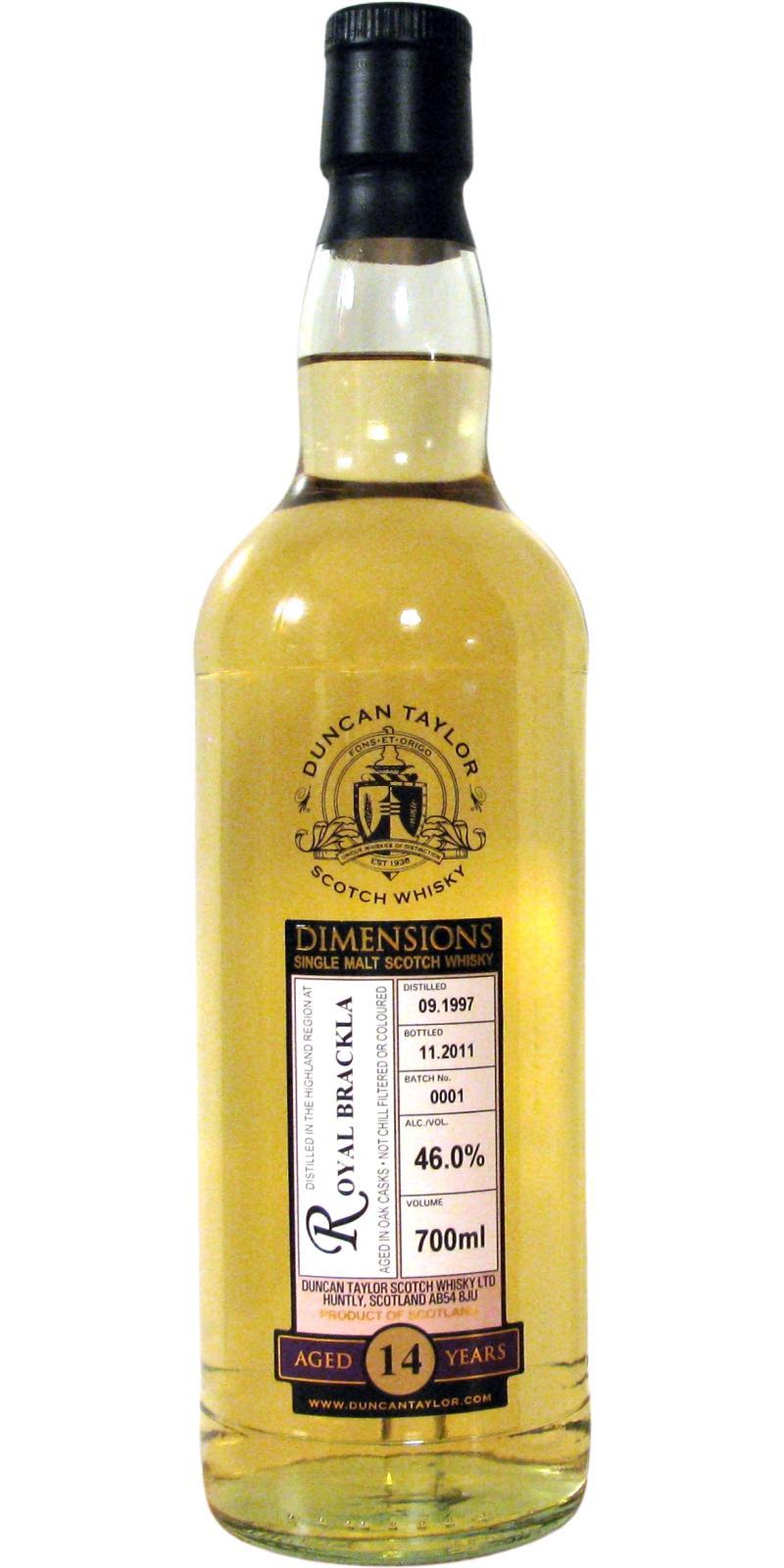 Royal Brackla 1997 DT  Dimensions