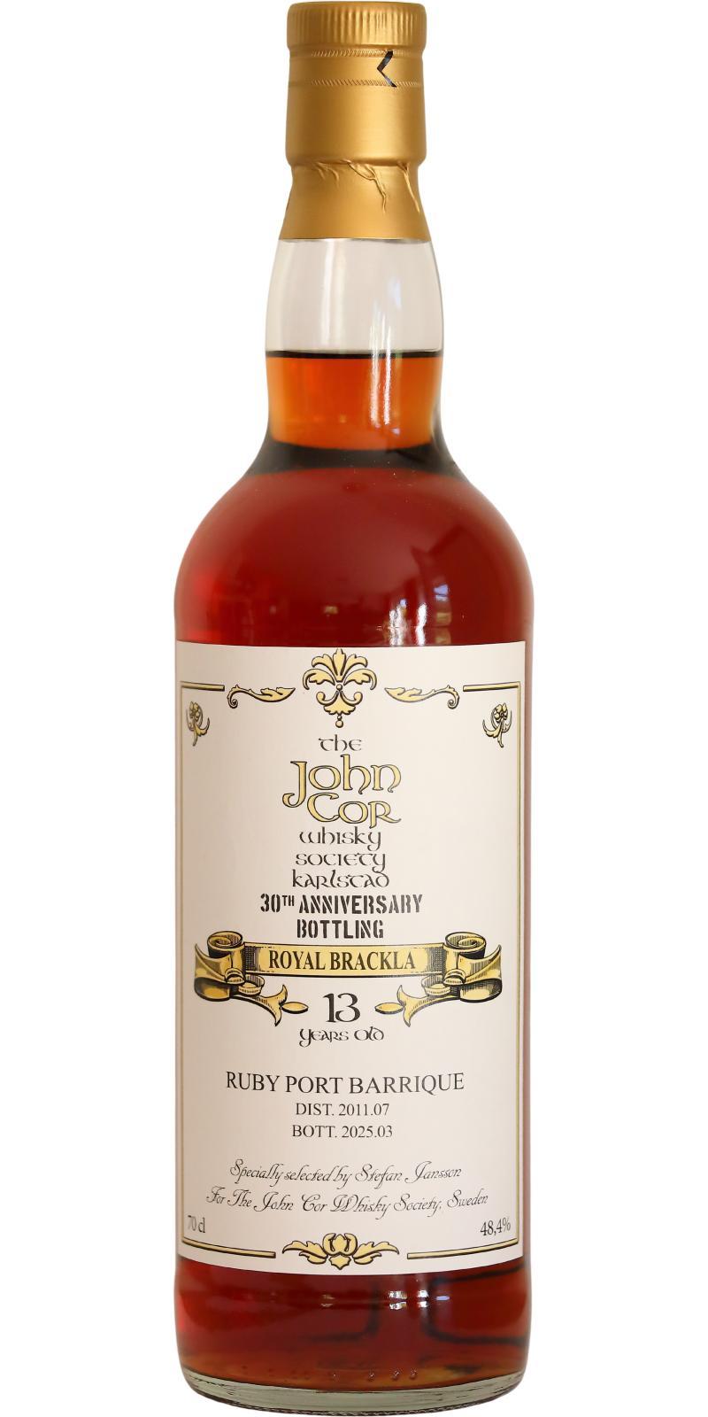 Royal Brackla 2011 JCWS  30th Anniversary Bottling