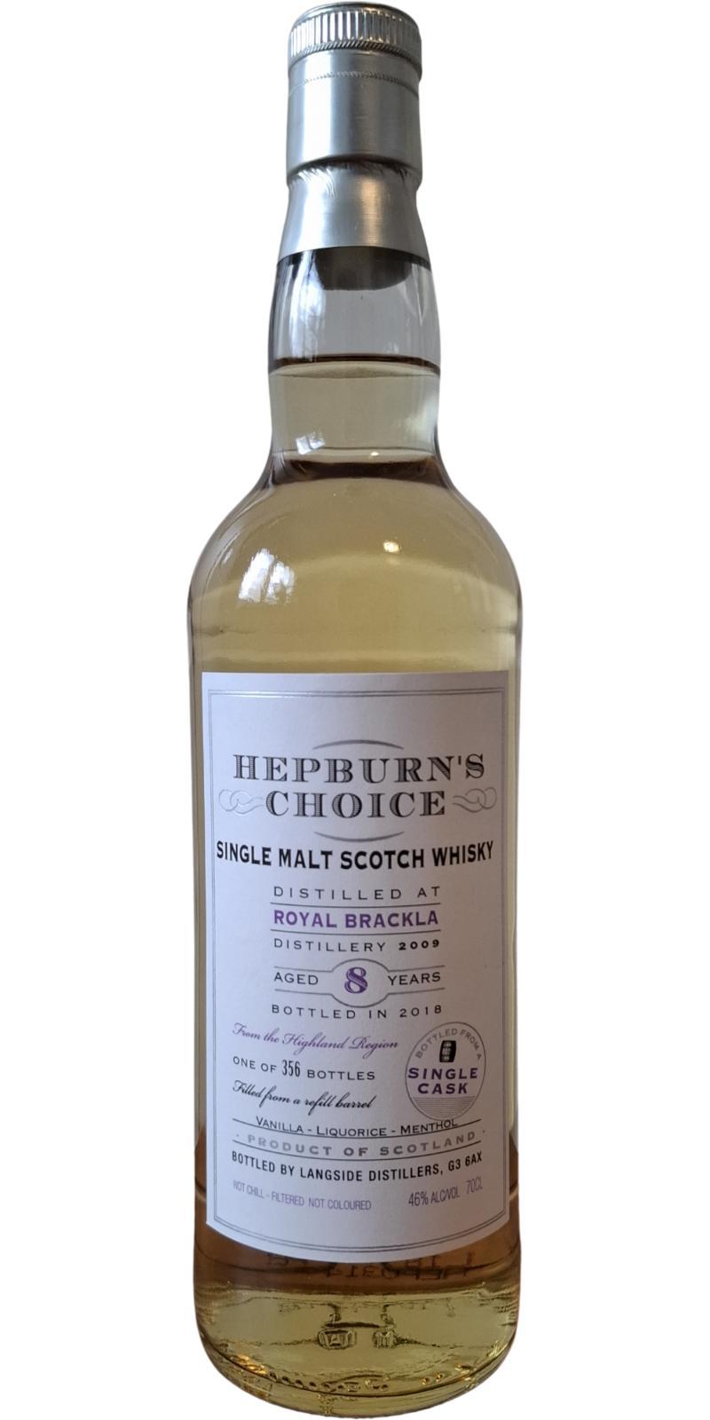 Royal Brackla 2009 LsD  Hepburn's Choice