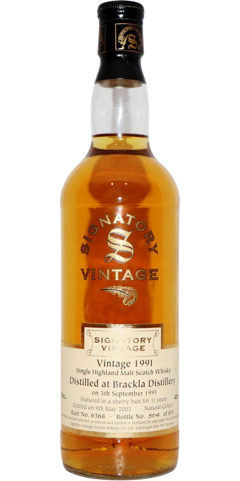 Royal Brackla 1991 SV  Vintage Collection