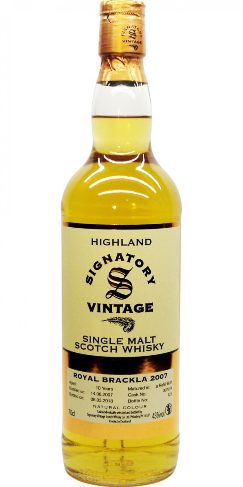 Royal Brackla 2007 SV  Vintage Collection