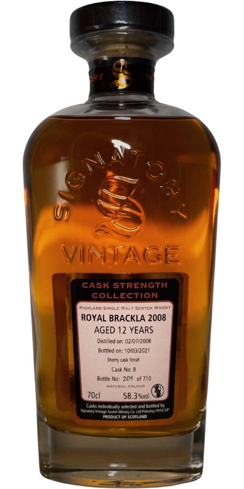 Royal Brackla 2008 SV  Cask Strength Collection
