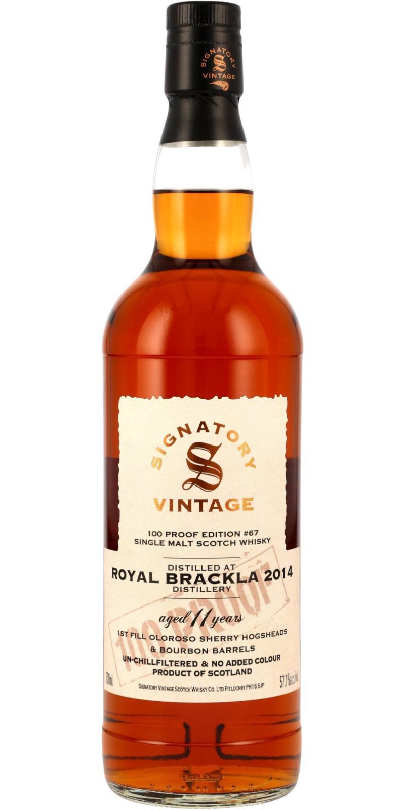 Royal Brackla 2014 SV  100 Proof - Edition #67