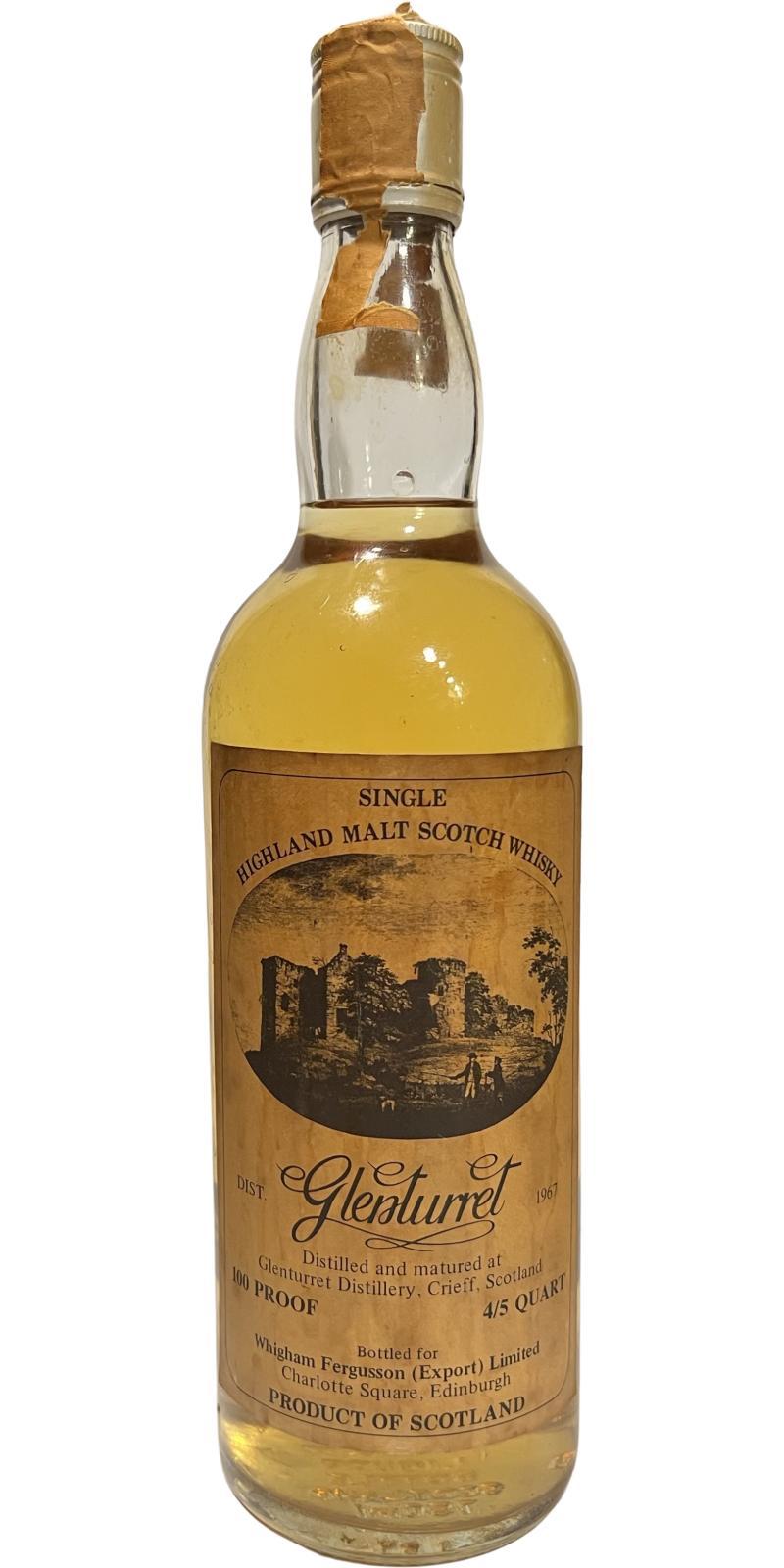 Glenturret 1967  Clear Glass - Castle picture in oval - White screw cap